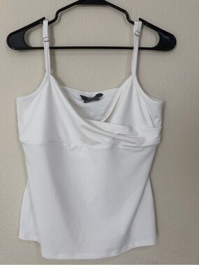Maxime White Cowl Neck Cami Tank Top Women’s XL Adjustable Straps Stretch